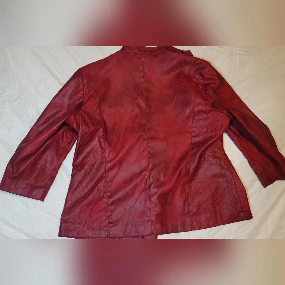 Chico's Red/maroon Jacket 3/4 Sleeve - Picture 4 of 5